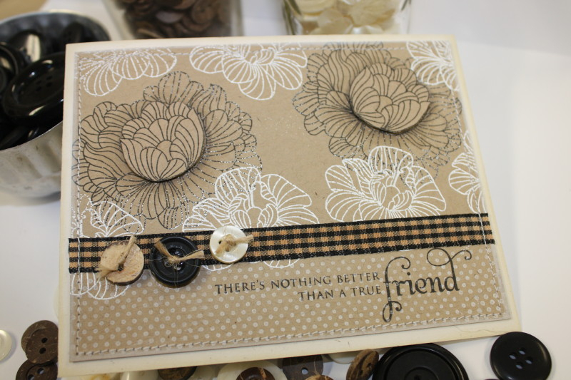 Stamps:  In Bloom<br />
Paper:  Kraft,  Cream<br />
Ink:  True Black, Fresh Snow<br />
Other:...