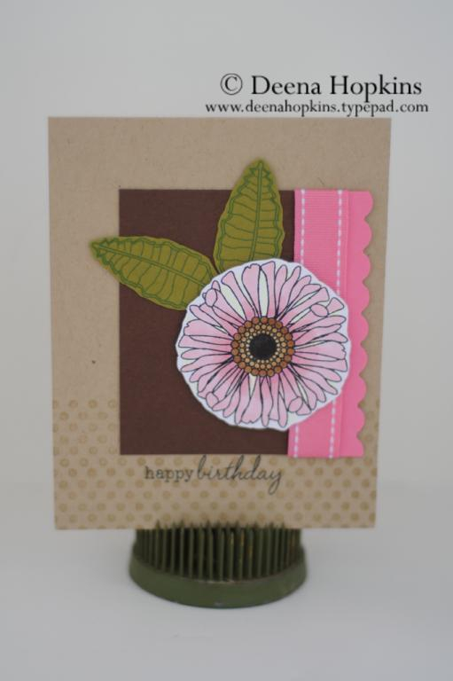 Dark Chocolate and Hibiscus Burst. Stamps are Friends Til the End and Polka Dot Basics 2.