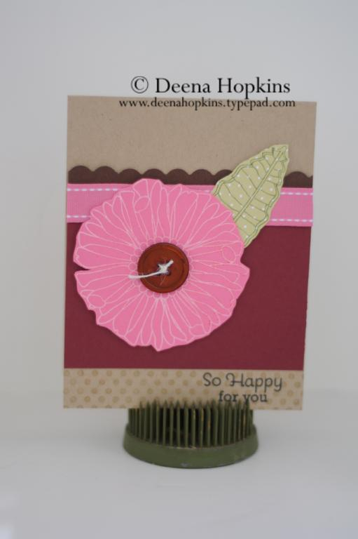 Dark Chocolate and Hibiscus Burst. Stamps are Friends Til the End and Polka Dot Basics 2.