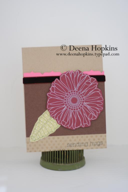 Dark Chocolate and Hibiscus Burst. Stamps are Friends Til the End and Polka Dot Basics 2.