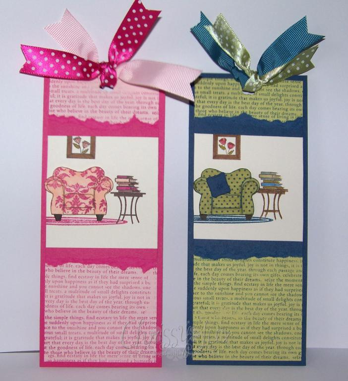 Bookmarks made using Text Style, Polka Dots 2, Damask Designs, On My Couch &amp; On My Couch...