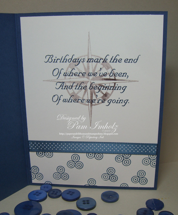 Inside of my brother's BD card. Sentiment is one of my stash - the compass rose is from Out...