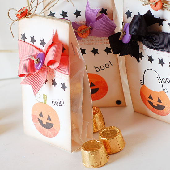 Stamps:  Boo to You, Background Basics: Text Print<br />
Ink:  Melon Berry, Tangerine...