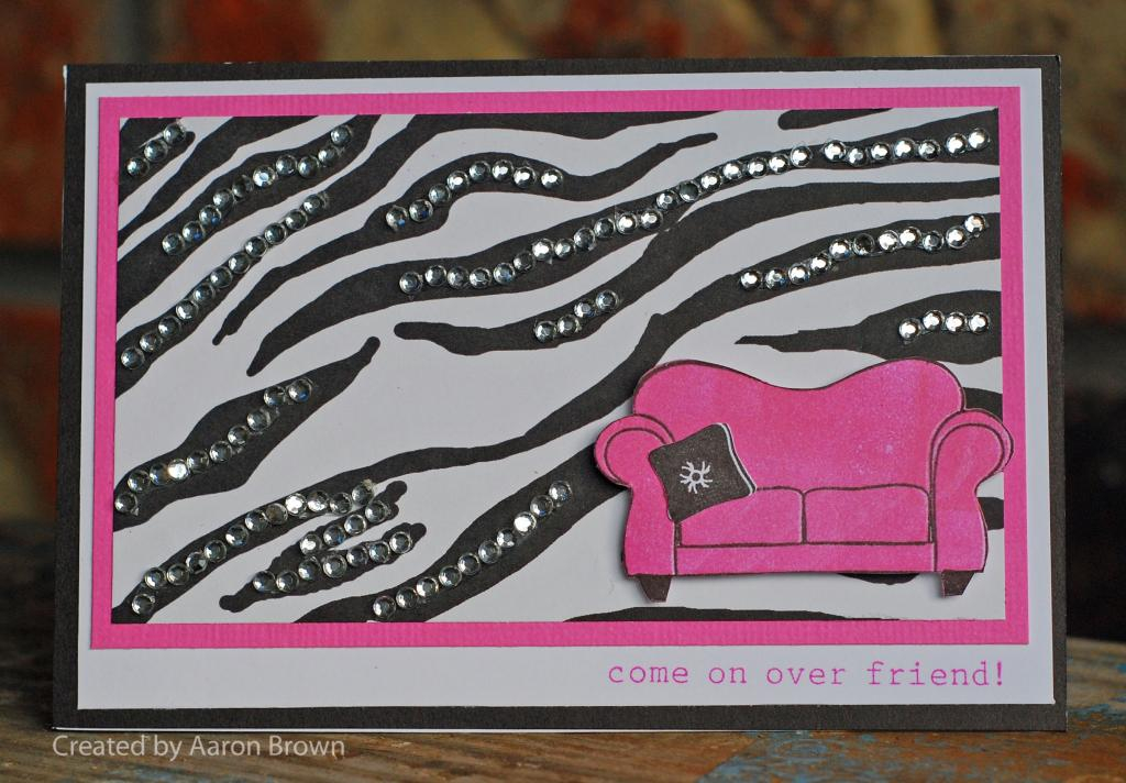 A pink couch and zebra print!  I added tons of rinestones to the zebra print to make it even...