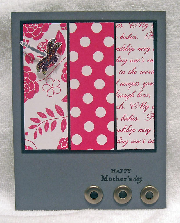 Non-traditional Mother&#039;s Day card using fabulous background papers and the dragonfly from...