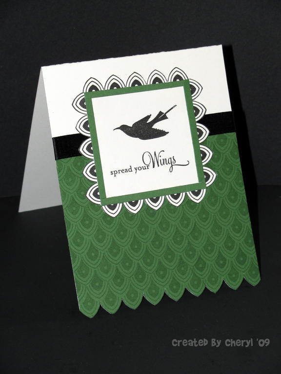 I love how the egg and dart pattern looks like feathers.  I also used this stamp to make the...
