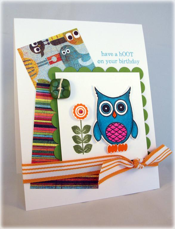 Hoot of a Birthday card made with Lauren Meader's sketch.