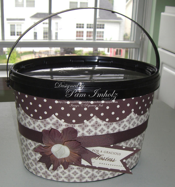 This is the bucket of drink mix covered with DP.