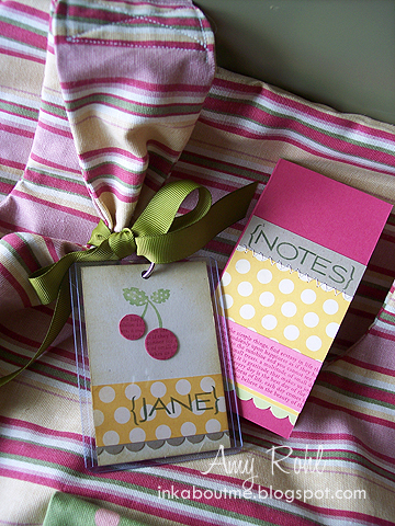 A fun market bag tag and notepad using Text Style, Everyday Button Bits and Fresh  Alphabet.