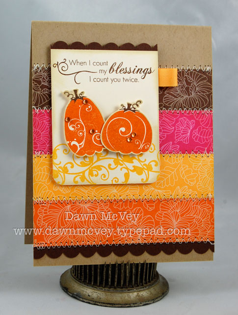 Paper: kraft, dark chocolate, vintage cream, In Bloom<br />
Stamps: Fall Elegance<br />
Ink:...