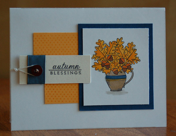 Hi!<br />
I used the Autumn Abundance set to make this card.<br />
Coloring images is...