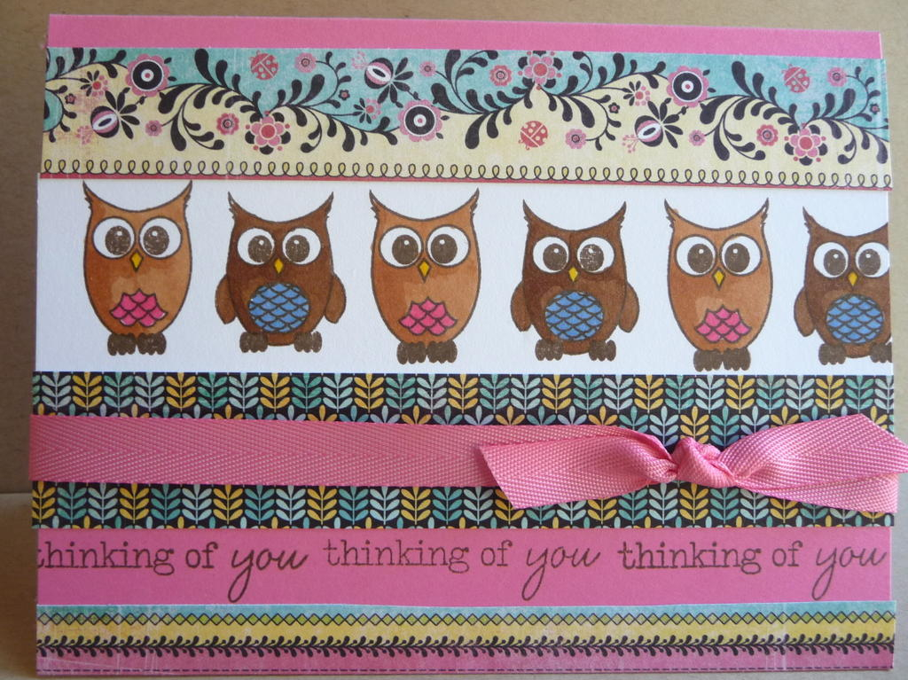 Sets: Wise Owl, Vintage Picnic<br />
CS:  Hbiscus Burst<br />
Ribbon: Hibiscus Burst Twill<br...