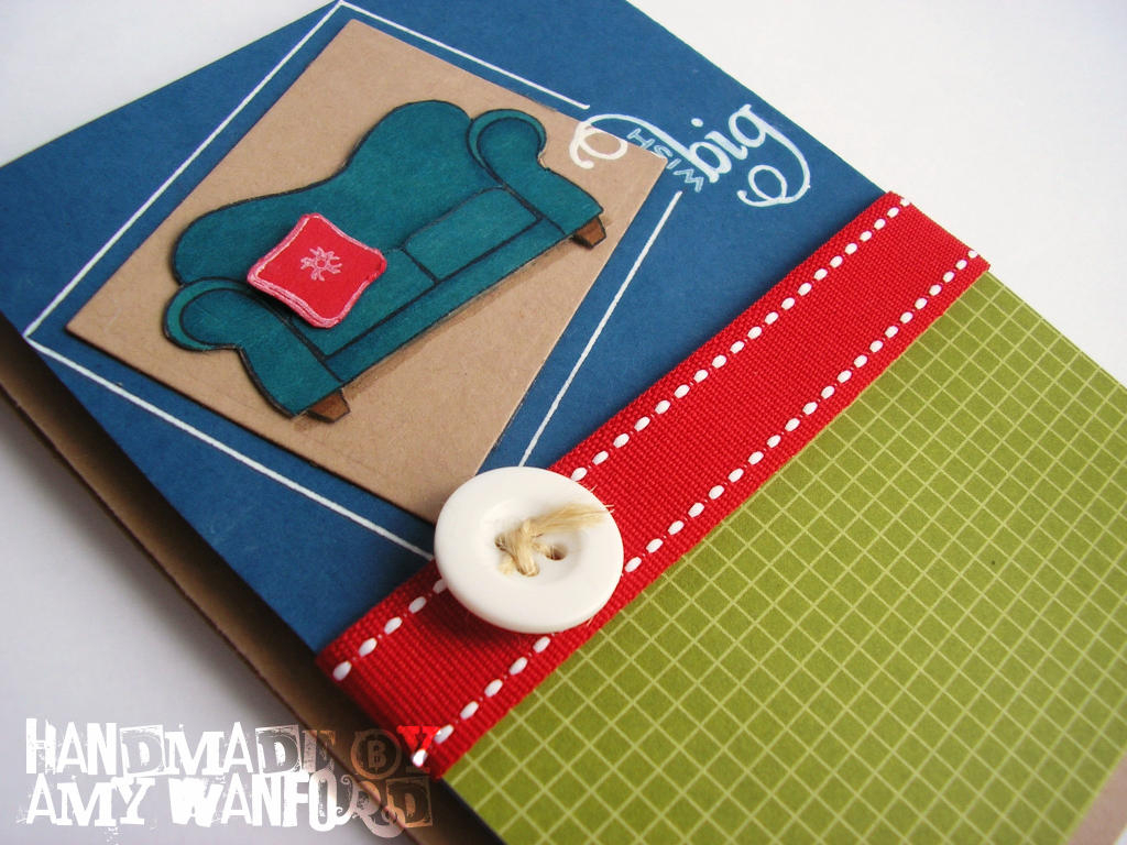 A close up of the couch. Get that cushion outta the way and &#039;Wish Big&#039;...