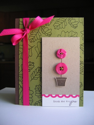 Stamps:  Everyday Button Bits, In Bloom<br />
Ink:  Versamark, Dark Choc<br />
Cardstock:...