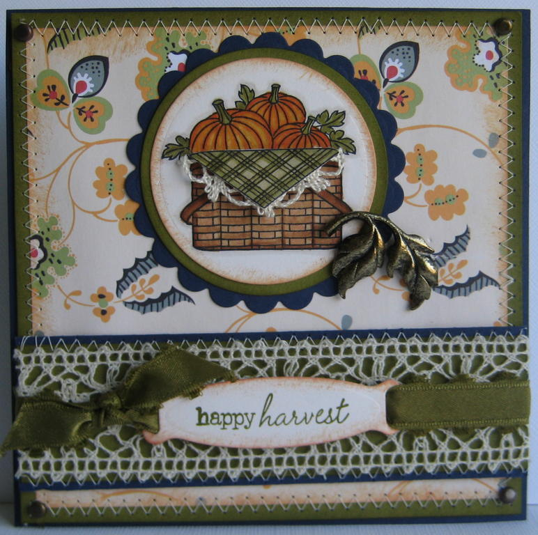 Happy Harvest - The napking is cut out and I added a little lace around the edges.