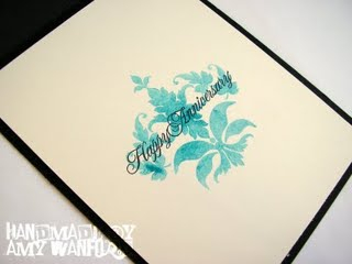 A nice HUGE damask pattern decorates the inside with the sentiment stamped over - the damask was...