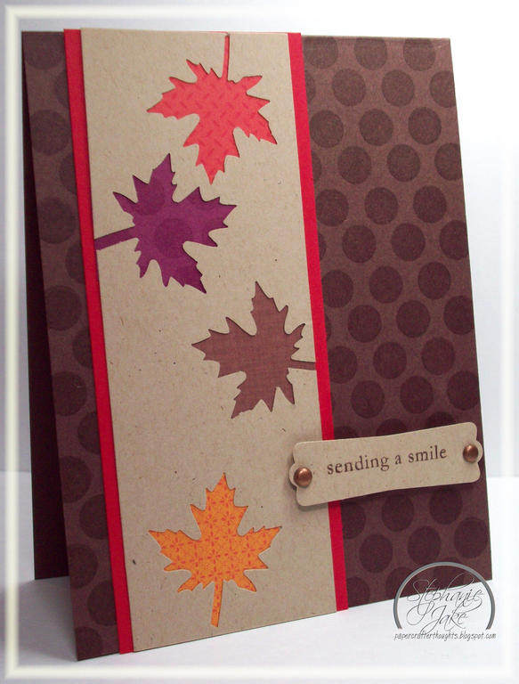An autumn card inspired by Heather&#039;s (Pine&#039;s) reverse punch card made in June...