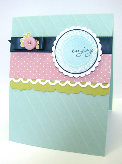 Autumn Tags 2009 in pastel colors. Used Scattered Showers Additions little leaves under the button.