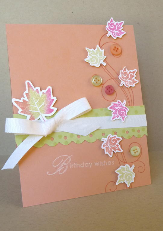 Paper: Melon Berry, Spring Moss, Vintage Cream<br />
Ribbon: Vintage Cream<br />
Stamps:...