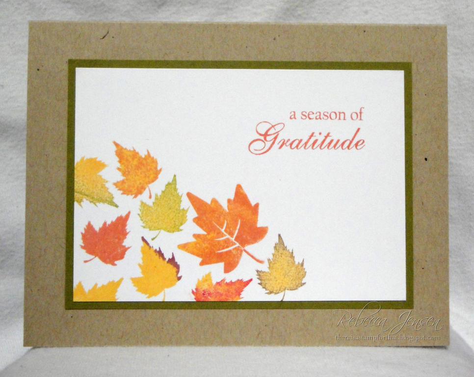 This is the card I made for the August Blog Hop focusing on Fall.<br />
Stamps: Fall...