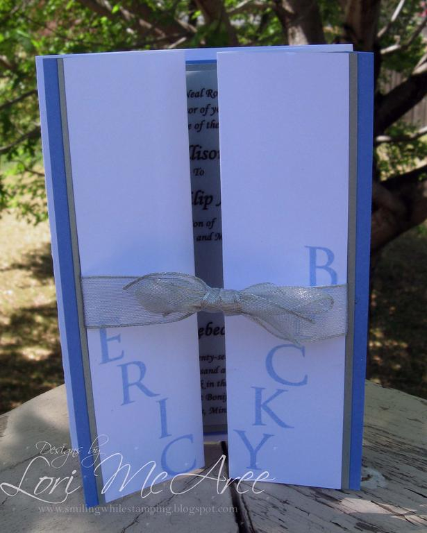 Supplies:<br />
Stamps: Papertrey Trajan Monogram Edition<br />
Paper: Stampin Up! Ballet...