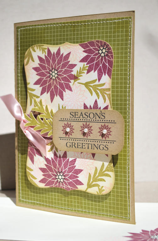 Supplies:<br />
Stamps - Peaceful Poinsettia<br />
Ink - Sweet Blush, Scarlet Jewel, True...