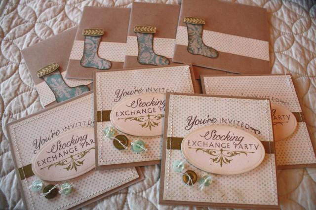 Stamps:  Stocking Prints, Polka Dot Basics II<br />
Ink:  Aqua Mist, Dark Chocolate, Ripe...