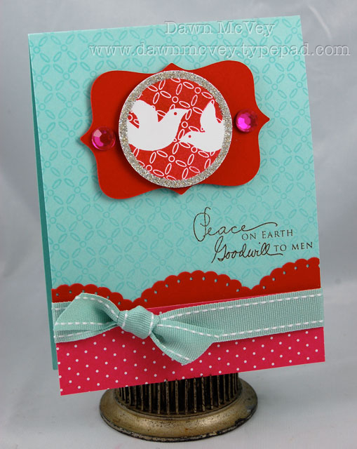 Paper: aqua mist, pure poppy, stamper's select white, bitty dot basics<br />
Stamps:...