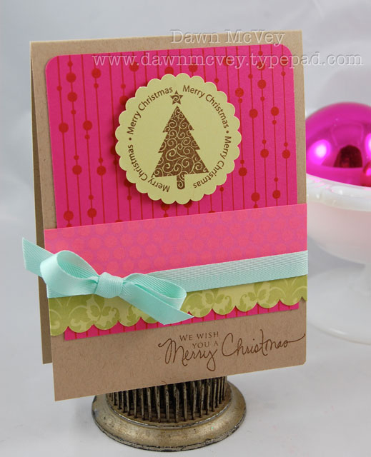 Paper: kraft, spring moss, hibiscus burst, raspberry fizz<br />
Stamps: Signature Christmas,...