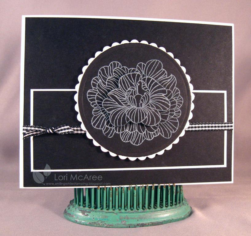 Supplies:<br />
Stamps: Papertrey In Bloom<br />
Paper: Papertrey White &amp; True Black<br />...