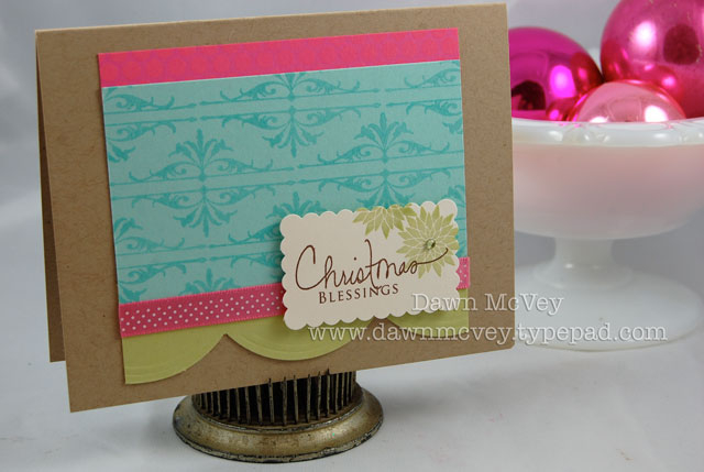 Paper: kraft, vintage cream, aqua mist, spring moss, hibiscus burst<br />
Stamps: Signature...