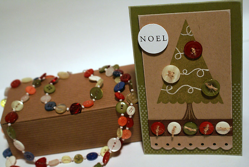 Button Tree Card<br />
<br />
stamps: Tree Trimming Trio, Polka Dot Basics II (Papertrey...