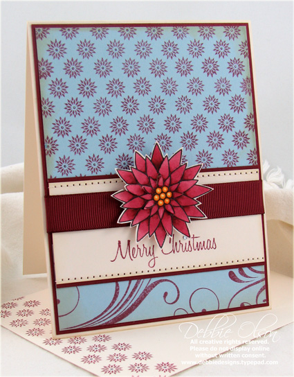 Merry Christmas Poinsettia Card<br />
Stamps: Peaceful Poinsettia<br />
Cardstock: Spring...