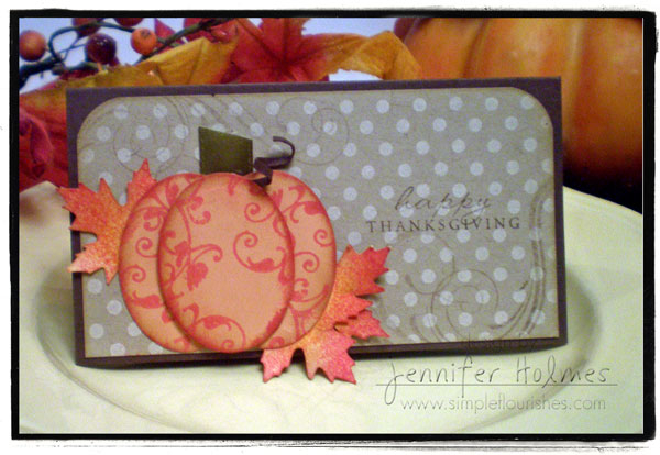 A little placeholder for Thanksgiving dinner.  I made the pumpkin using my oval Nestabilities...