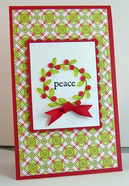 Pure Poppy, Vintage Holiday (2008) and Stamper&#039;s Select paper.  Rustic Branches stamped in...