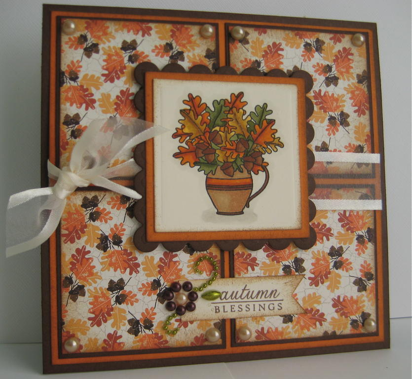 Autumn Blessings - Colored iwth Copics. Gold Sepic Pen on gold leaves.