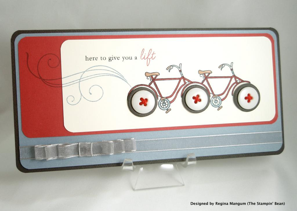 To create the bicycle for two, I first stamped the image onto cardstock then masked the back...