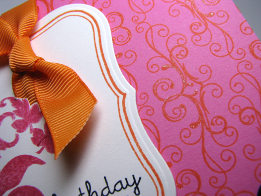 Close up Vintage Label and Damask
