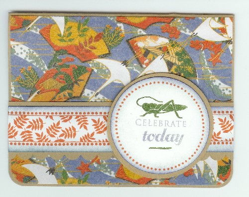 This card incorates Japanese origami paper.