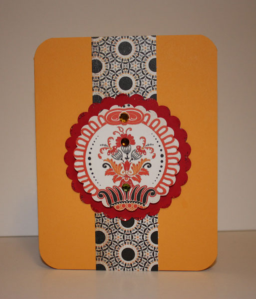 WCMD Challenge #3: India<br />
Cardstock:  Summer Sunrise, Pure Poppy, Papertrey Ink....