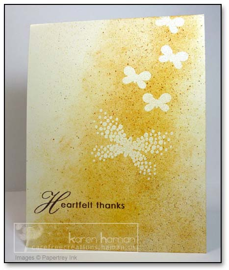 Supplies<br />
Stamps: Butterfly Kisses (PTI);<br />
Ink: So Saffron, Summer Sun, Close to...