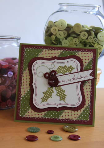 Stamps: Holiday Button Bits, Vintage labels, Polka Dot basics II<br />
Paper: Scarlet Jewel,...