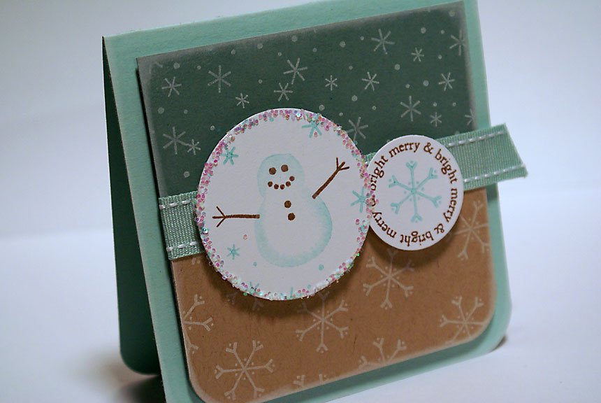 stamps: Holiday Tree (Papertrey Ink)<br />
<br />
ink: Dark Chocolate, Aqua Mist, Fresh Snow...
