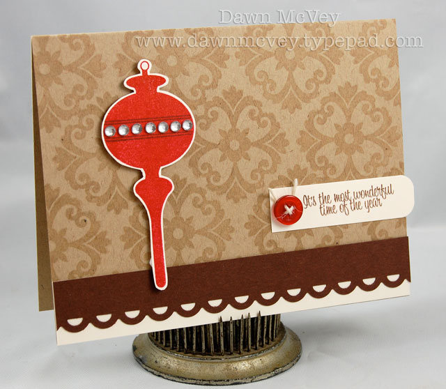 Paper: kraft, vintage cream, dark chocolate<br />
Stamps: Vintage Ornaments, Vintage Ornaments...