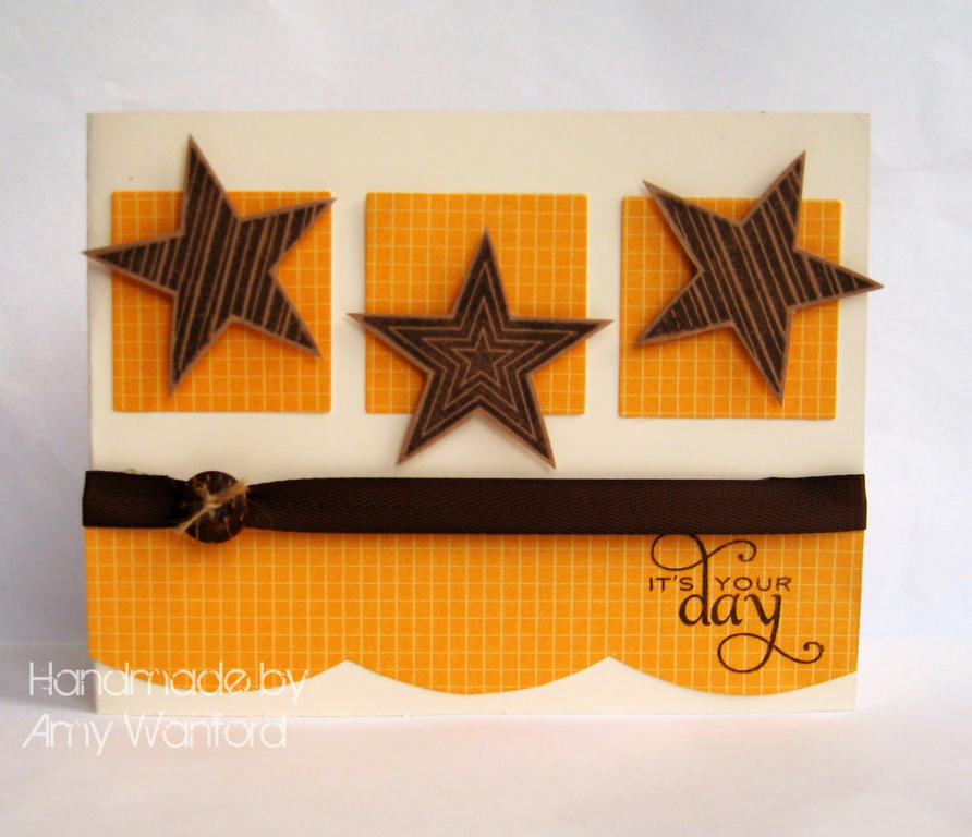 Stamps: Star Prints<br />
Ink: Dark Chocolate<br />
Card: Kraft/Summer Sunrise Bitty Box...