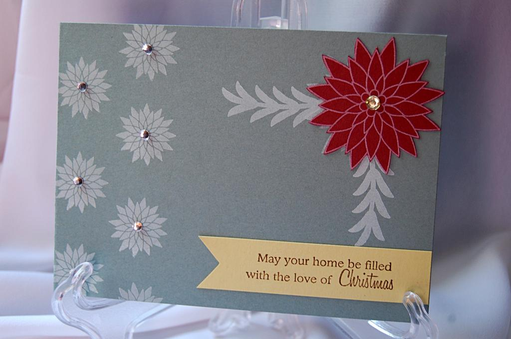 A Christmas card with a big Poinsettia as a central point.<br />
<br />
Supplies:<br />
<br...