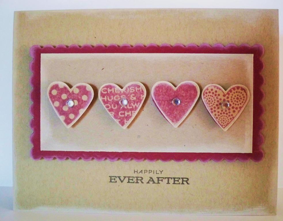 Heart Prints stamped in Scarlet Jewel on Kraft cardstock; sentiment from 2008 Anniversary set