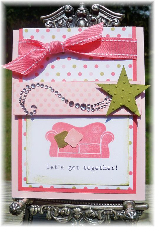 Image and Sentiment from On My Couch. Couch stamped in Berry Sorbet; pillows stamped in Ripe...