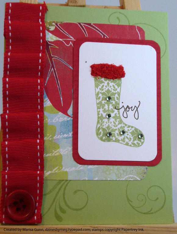 Stamps: Stocking Prints, Signature Christmas, Fancy Flourishes<br />
Ink: SU Classic Riding...