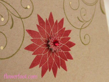 Quick and easy Christmas card using PTI Peaceful Poinsettia and Fancy Flourishes stamp set....